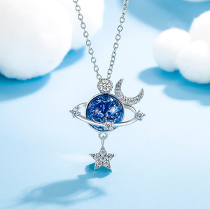 To our granddaughter Moon & Stars Planet Necklace