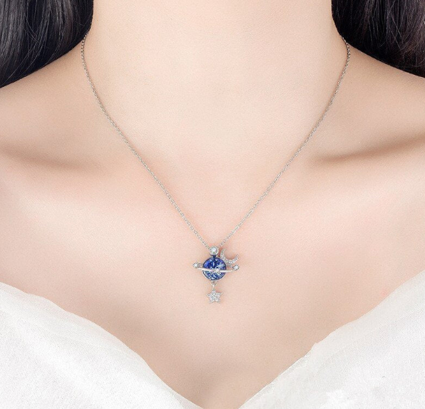 To our granddaughter Moon & Stars Planet Necklace